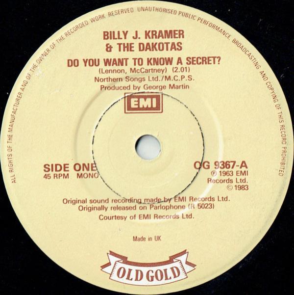 Billy J. Kramer & The Dakotas - Do You Want To Know A Secret? / Trains & Boats & Planes