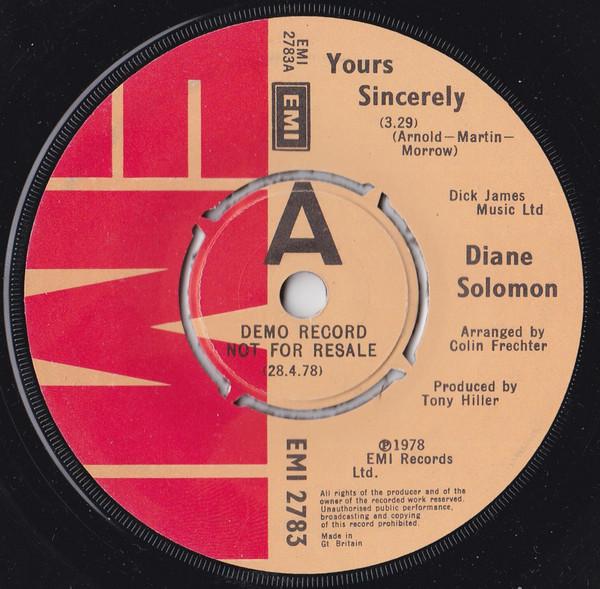 Diane Solomon - Yours Sincerely