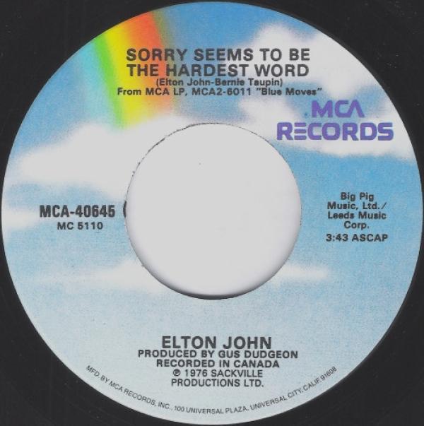 Elton John - Sorry Seems To Be The Hardest Word